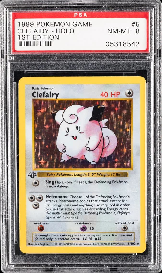 Clefairy-Holo 1st Edition, Game, PSA 8