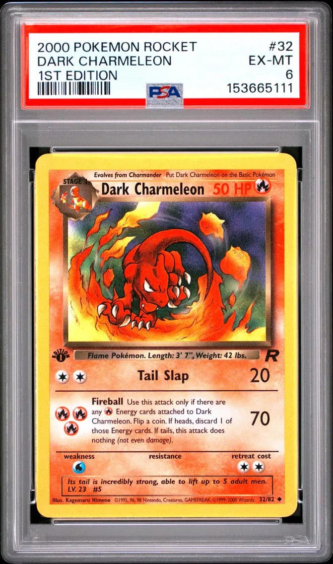 Dark Charmeleon 1st Edition, Rocket, PSA 6