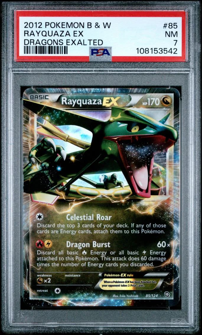 Rayquaza EX, Black & White Dragons Exalted, PSA 7