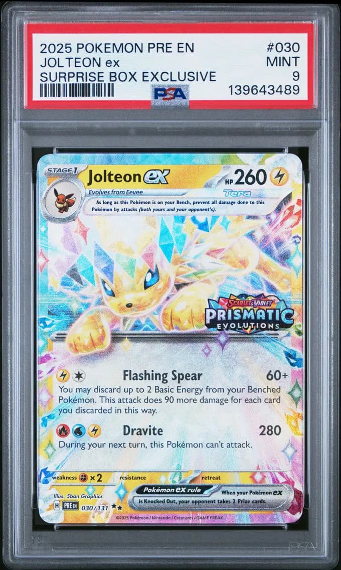 Jolteon EX Surprise Box Exclusive, Prismatic Evolutions, PSA 9