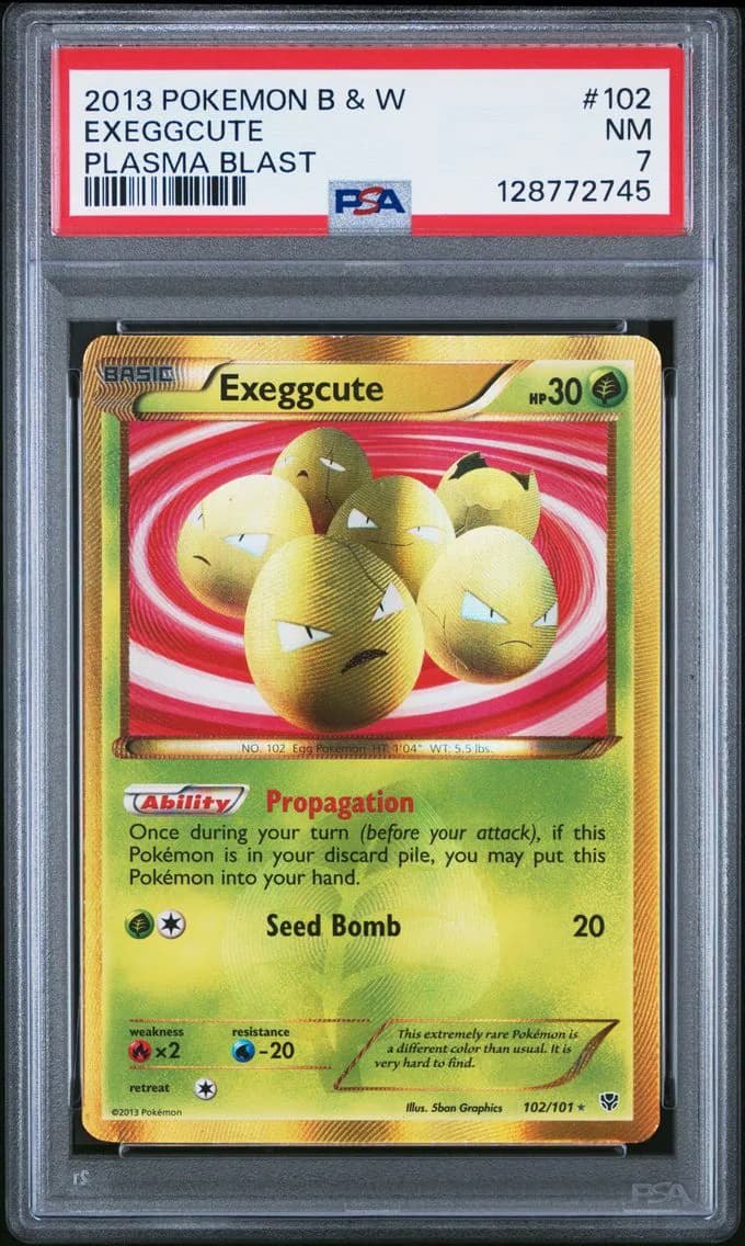 Exeggcute, Black & White Plasma Blast, PSA 7