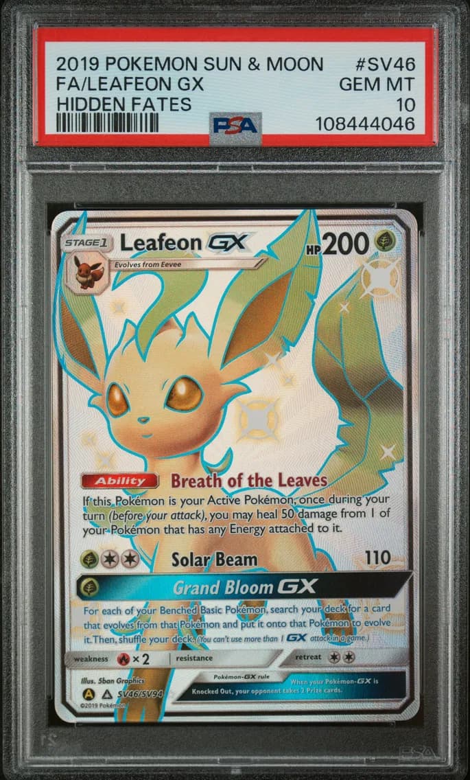Leafeon GX, Sun & Moon Hidden Fates, PSA 10