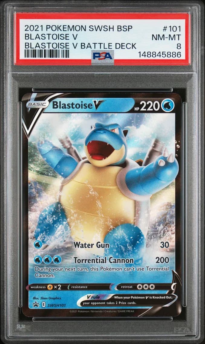 Blastoise V, Swsh Black Star Promo, PSA 8