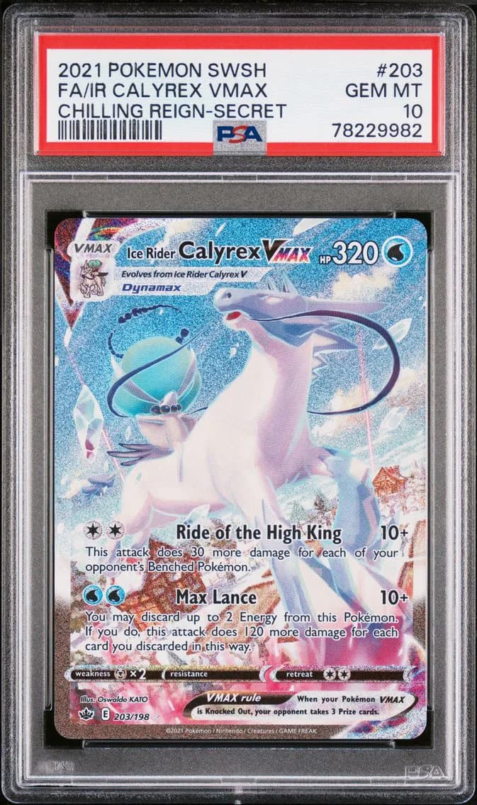 Ice Rider Calyrex VMAX, Sword & Shield Chilling Reign, PSA 10