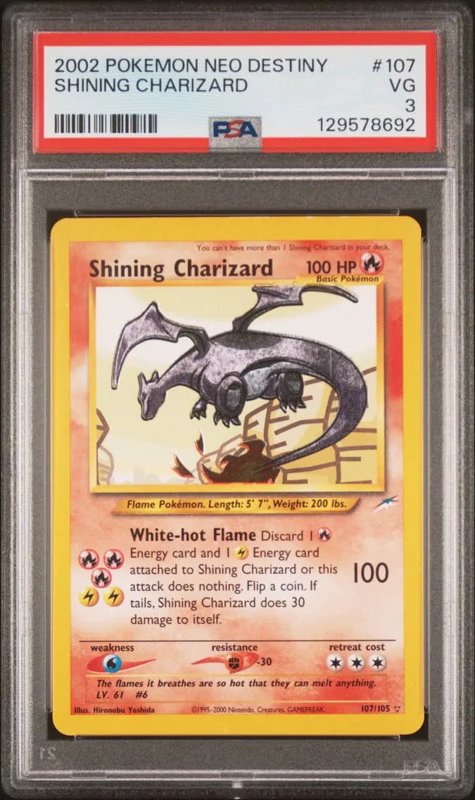 Shining Charizard, Neo Destiny, PSA 3