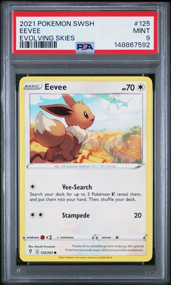Eevee, Sword & Shield Evolving Skies, PSA 9