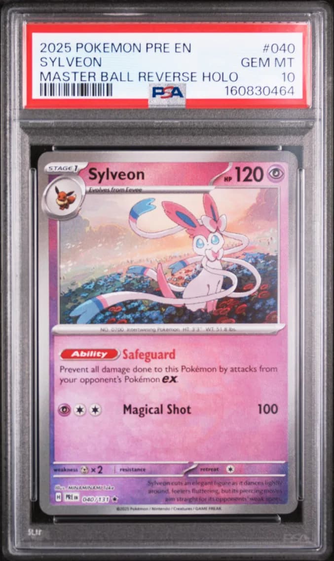 Sylveon Master Ball Reverse Holo, Prismatic Evolutions, PSA 10