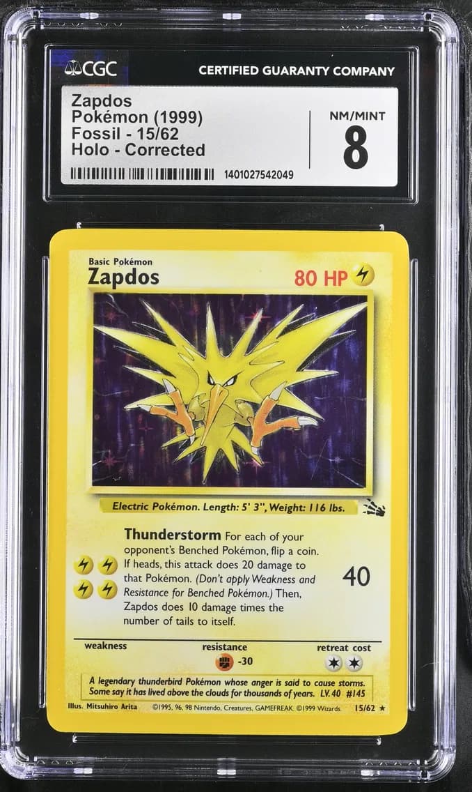 Zapdos, Fossil - Unlimited, CGC 8