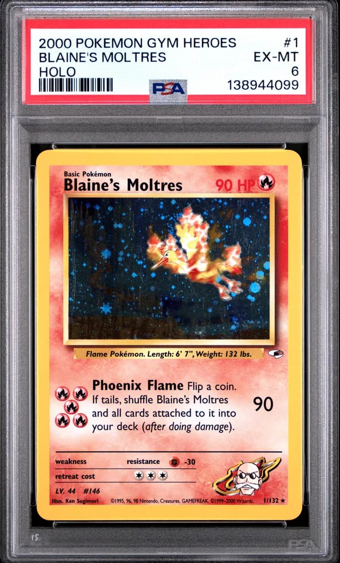 Blaine's Moltres, Gym Heroes, PSA 6