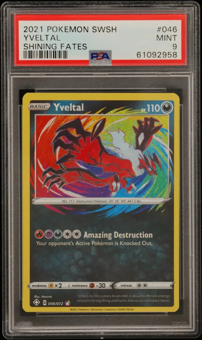 Yveltal, Sword & Shield Shining Fates, PSA 9