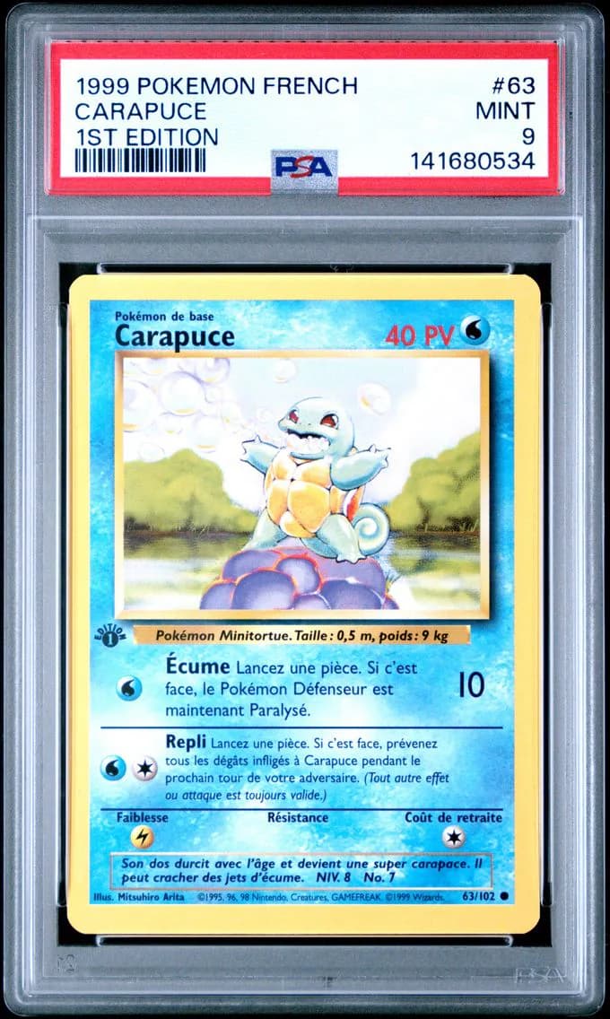 Carapuce 1st Edition, French, PSA 9