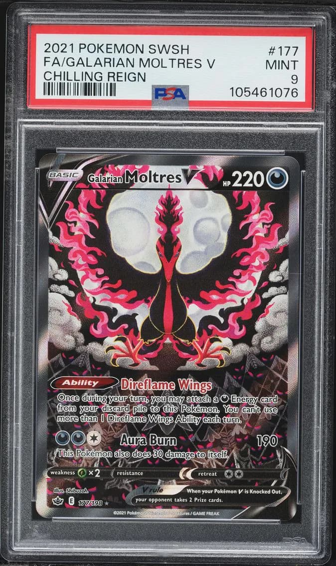 Galarian Moltres V, Sword & Shield Chilling Reign, PSA 9