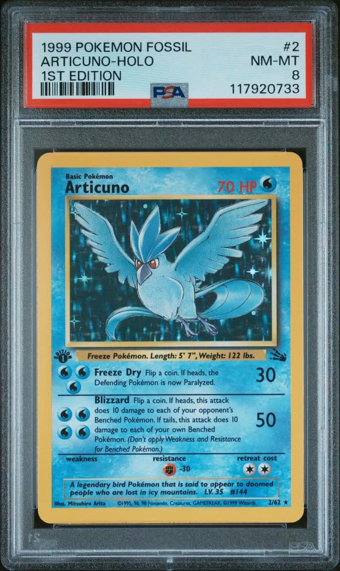 Articuno-Holo 1st Edition, Fossil, PSA 8