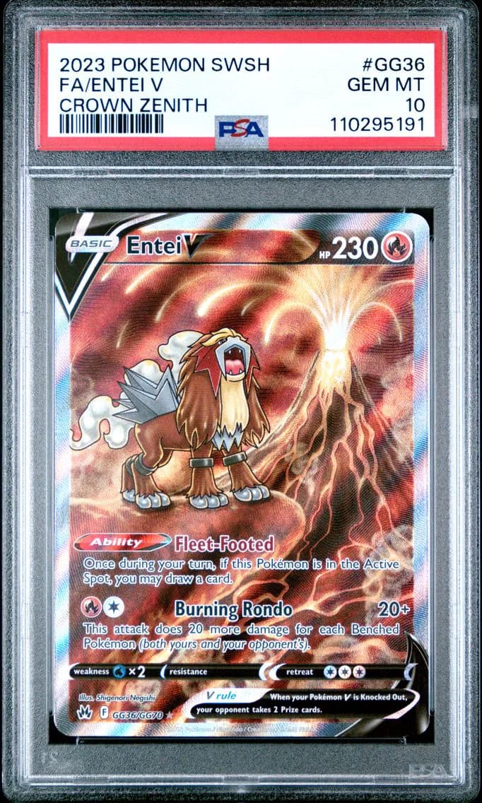 Entei V, Sword and Shield Crown Zenith, PSA 10
