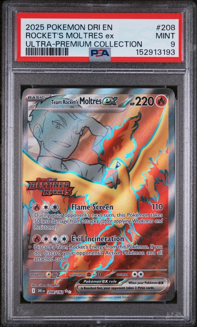 Team Rocket's Moltres EX, Destined Rivals, PSA 9
