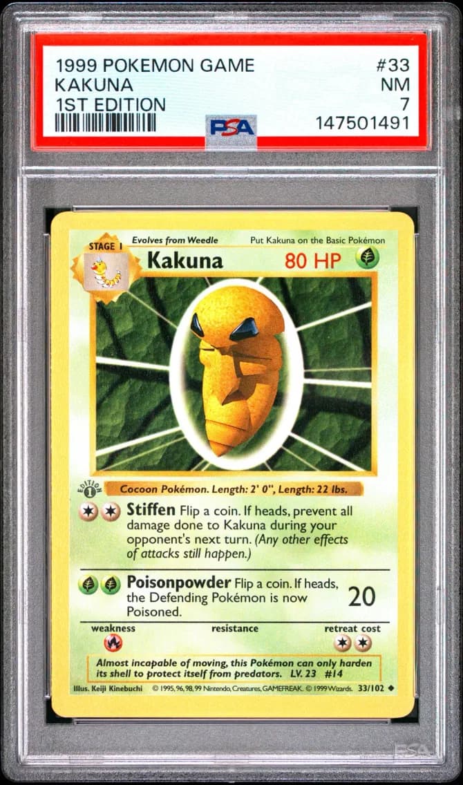 Kakuna 1st Edition, Game, PSA 7