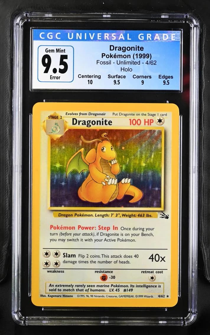 Dragonite, Fossil - Unlimited, CGC 10