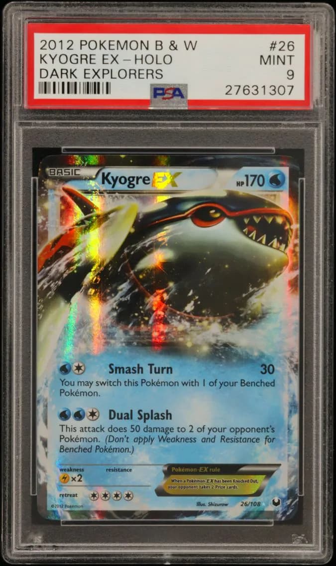 Kyogre EX, Black & White Dark Explorers, PSA 9