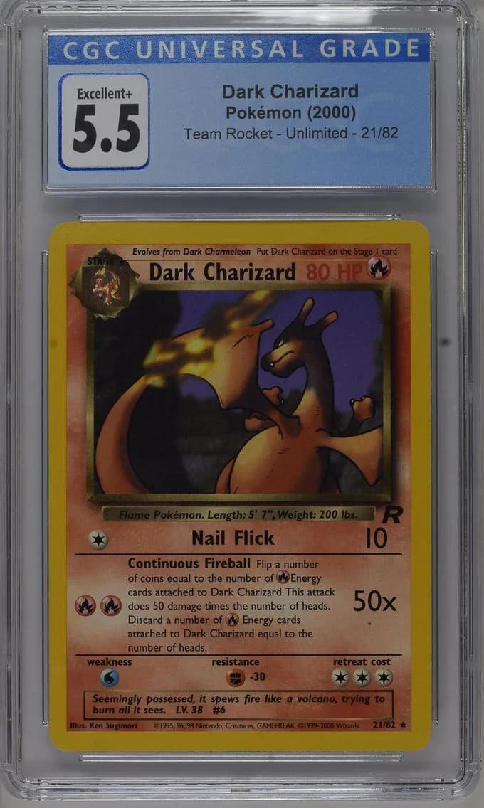 Dark Charizard, Team Rocket - Unlimited, CGC 5.5