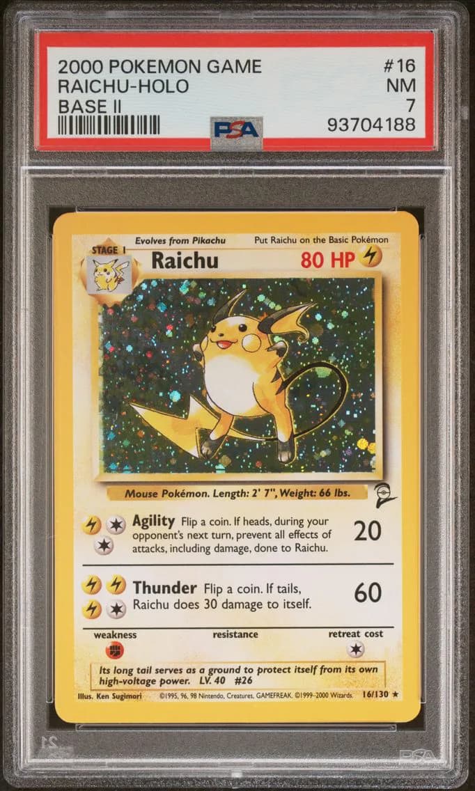 Raichu-Holo, Game Base II, PSA 7