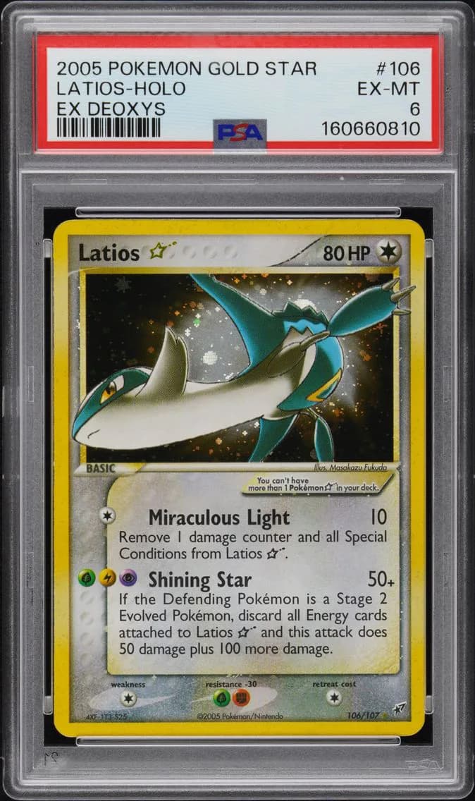 Latios-Holo Gold Star, EX Deoxys, PSA 6
