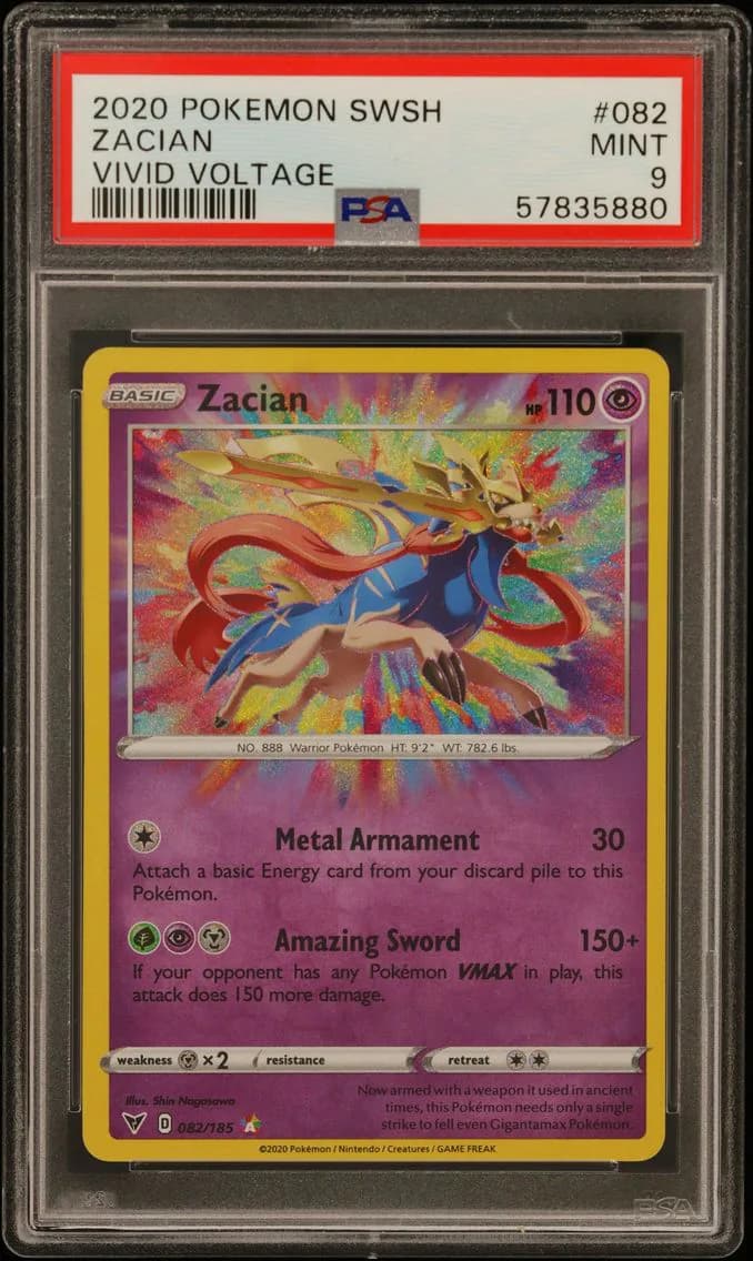 Zacian, Sword & Shield Vivid Voltage, PSA 9