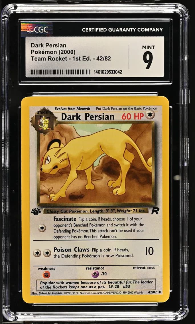 Dark Persian, Team Rocket - 1st Edition, CGC 9