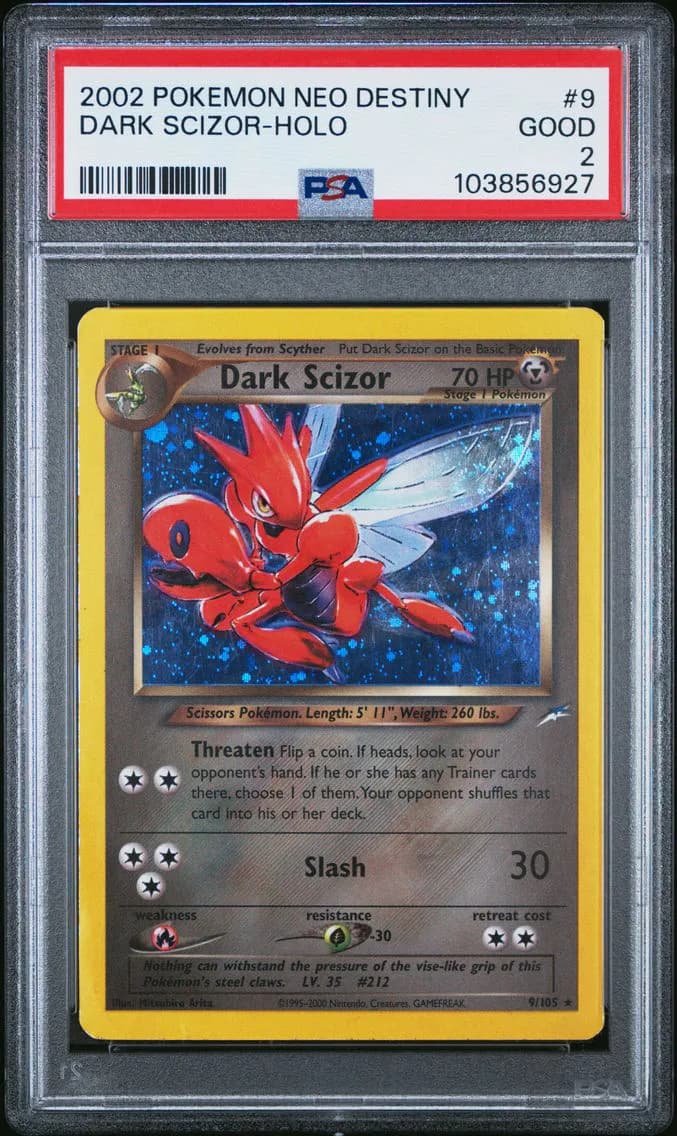 Dark Scizor-Holo Base, Neo Destiny, PSA 2