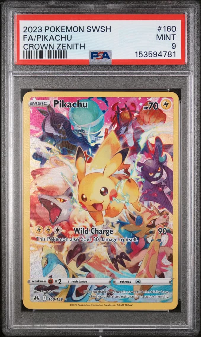 Pikachu, Sword and Shield Crown Zenith, PSA 9
