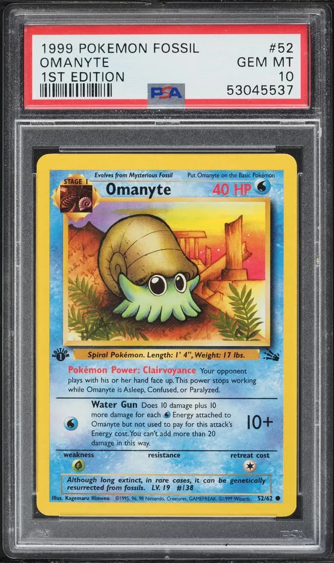 Omanyte 1st Edition, Fossil, PSA 10