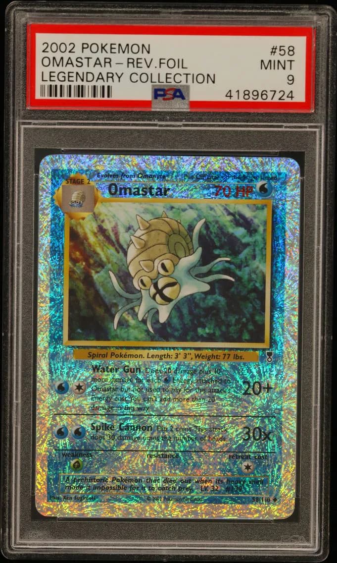 Omastar-Reverse Foil, Legendary Collection, PSA 9