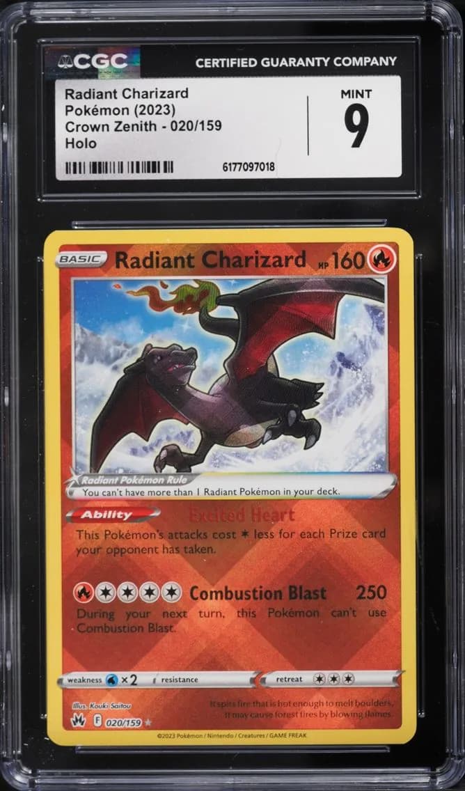 Radiant Charizard, Crown Zenith, CGC 9
