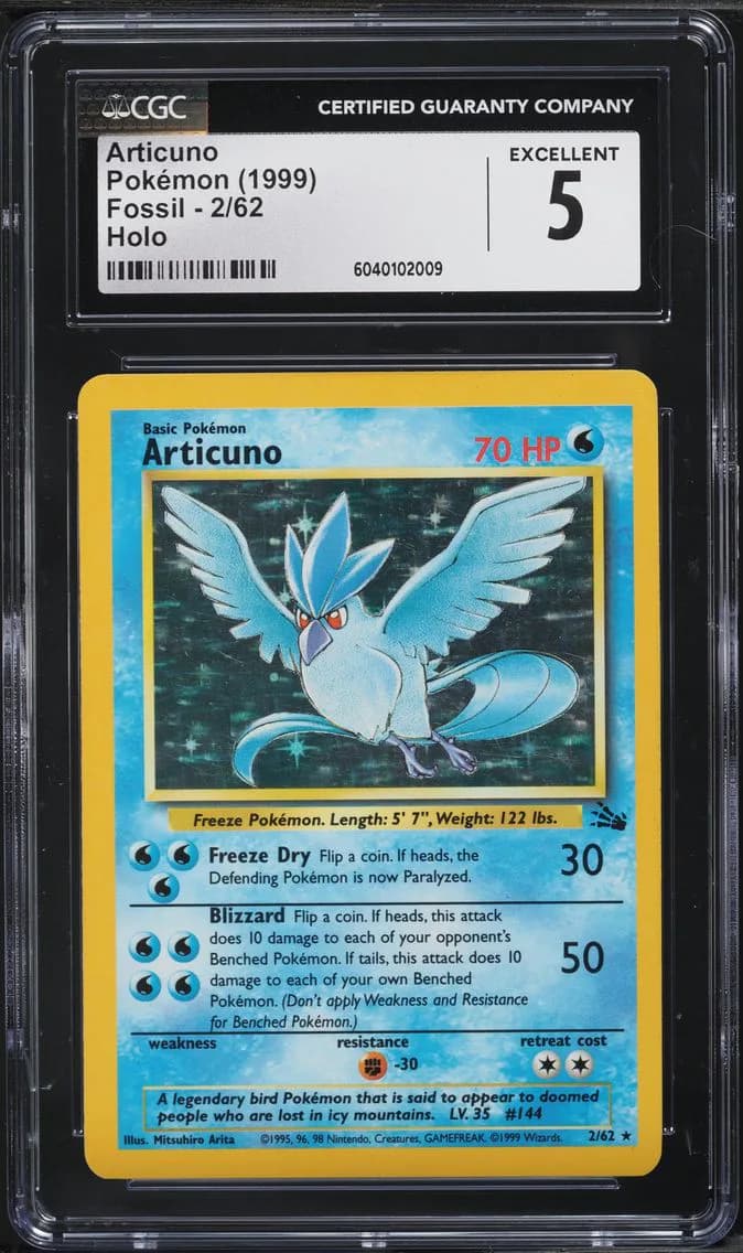 Fossil Holo Articuno, Fossil - Unlimited, CGC 5