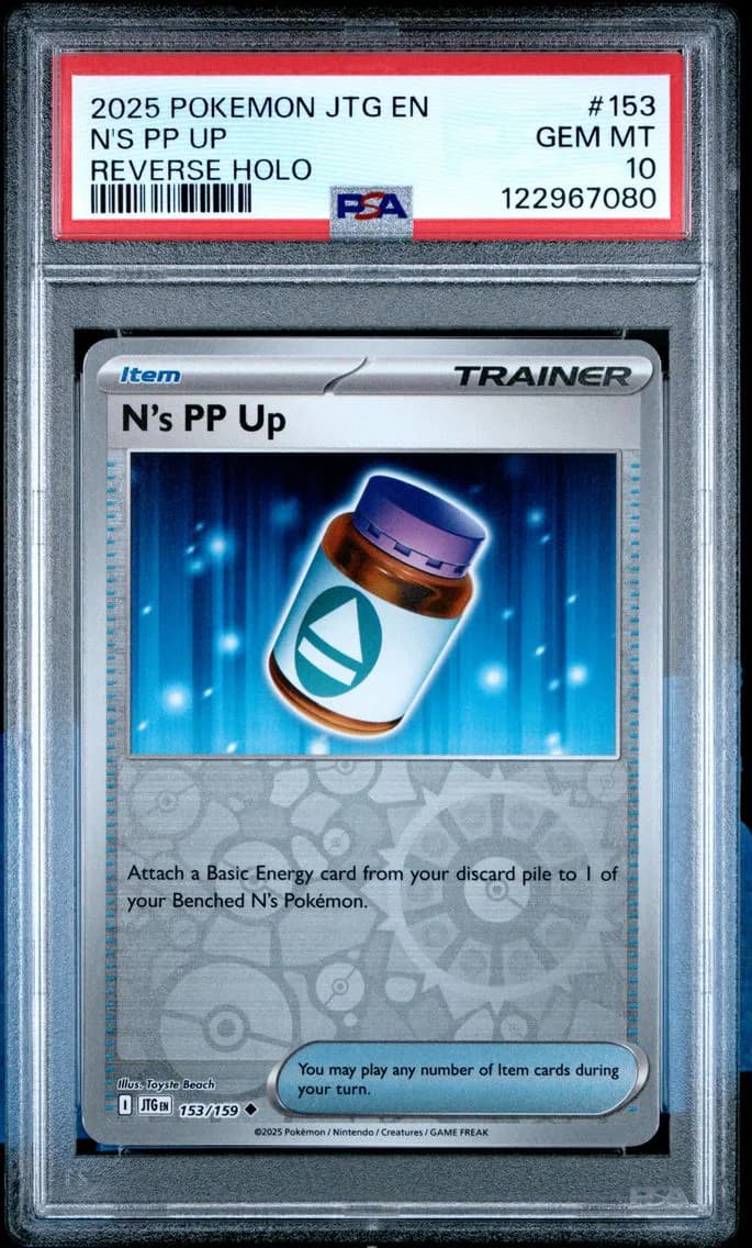 N's PP Up Reverse Holo, Journey Together, PSA 10