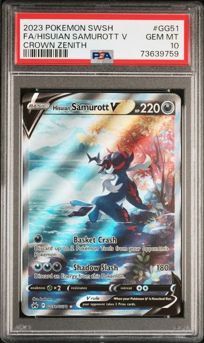 Hisuian Samurott V, Sword and Shield Crown Zenith, PSA 10