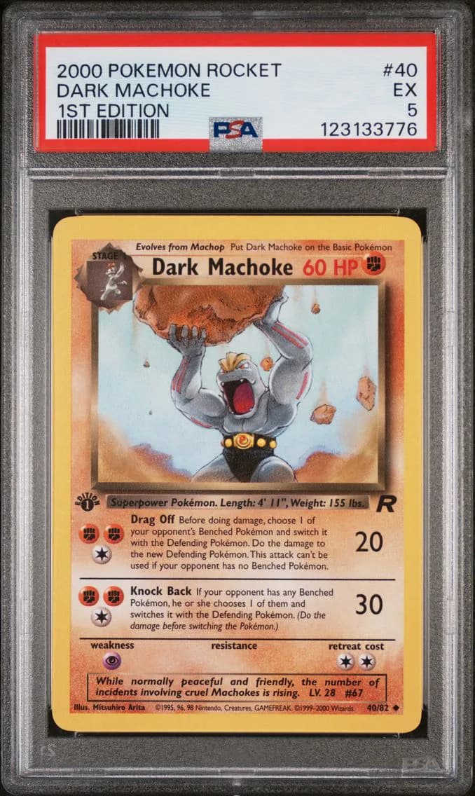 Dark Machoke 1st Edition, Rocket, PSA 5