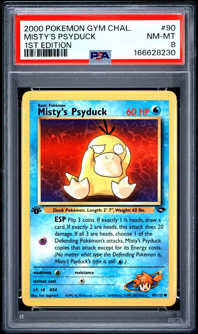 Misty's Psyduck 1st Edition, Gym Challenge, PSA 8