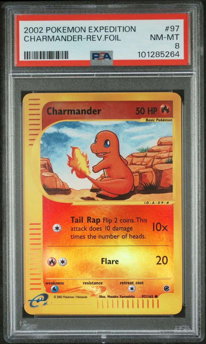 Charmander-Reverse Foil, Expedition, PSA 8