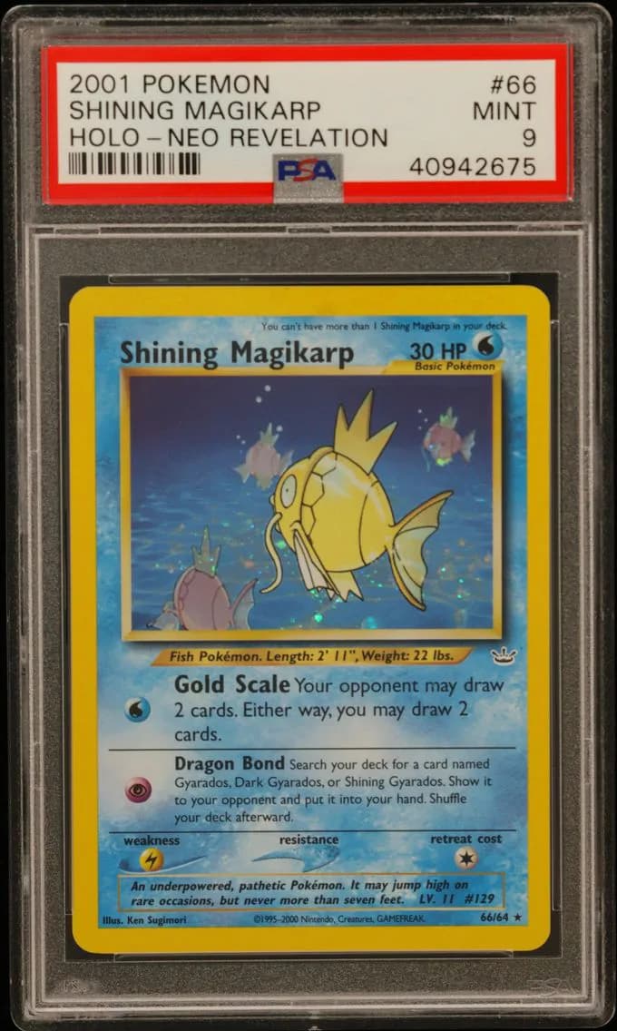 Shining Magikarp-Holo, Neo Revelation, PSA 9
