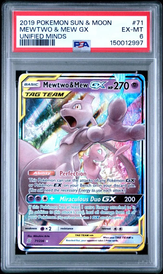 Mewtwo & Mew GX, Sun & Moon Unified Minds, PSA 6