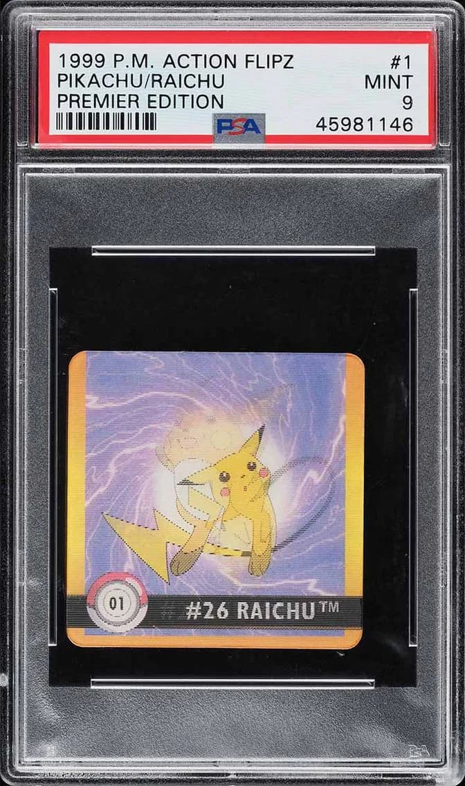 Pikachu Raichu, Action Flipz Premier Edition, PSA 9