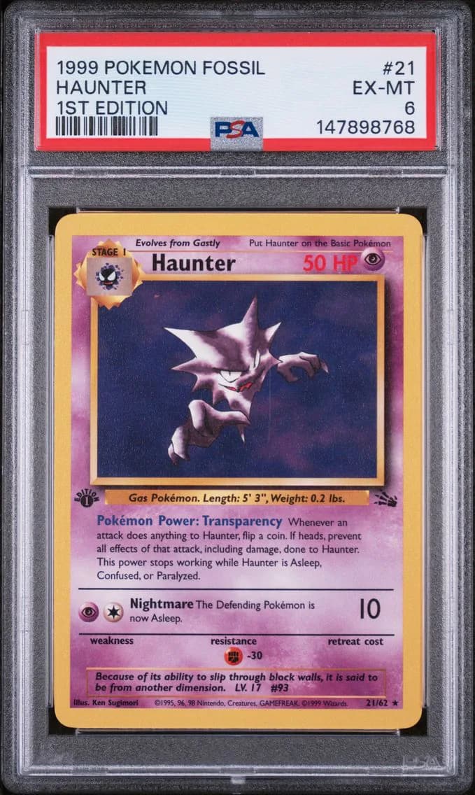 Haunter 1st Edition, Fossil, PSA 6