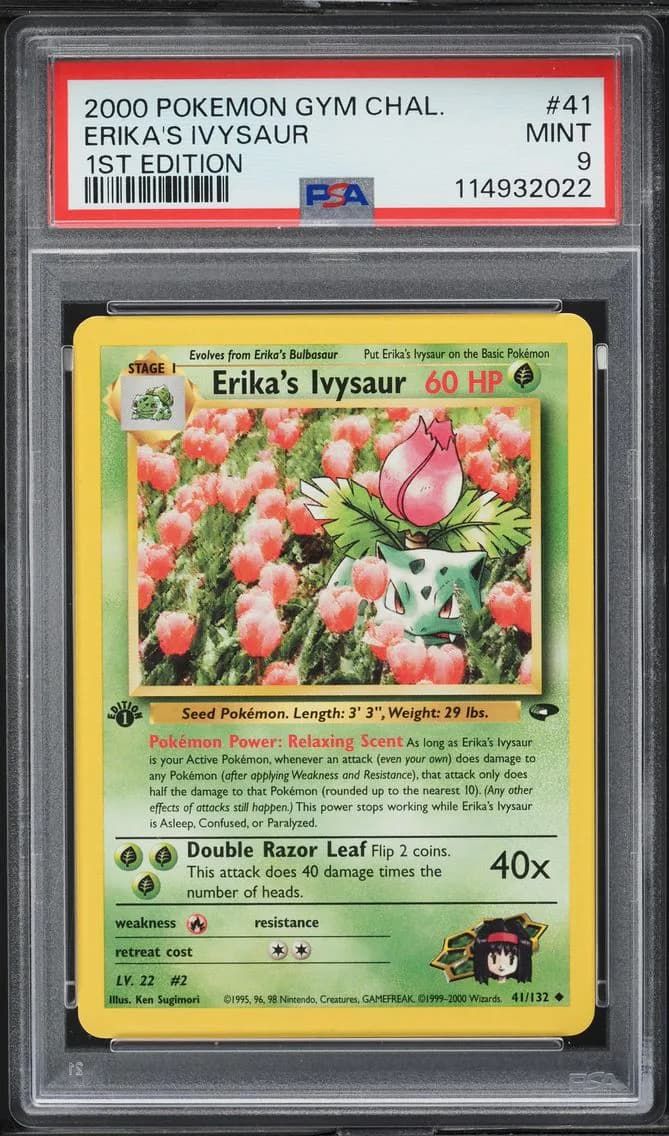 Erika's Ivysaur 1st Edition, Gym Challenge, PSA 9