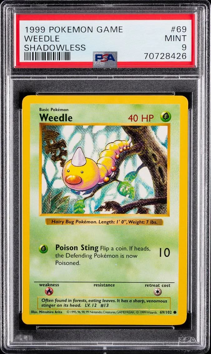 Weedle Shadowless, Game, PSA 9