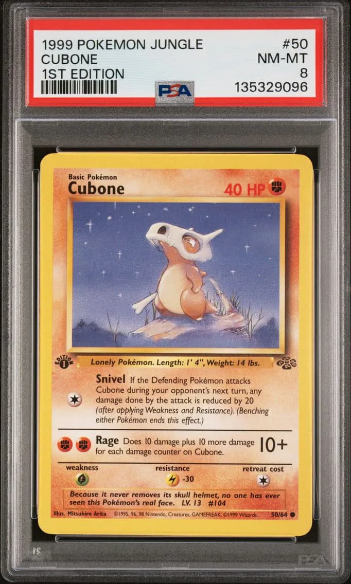 Cubone 1st Edition, Jungle, PSA 8