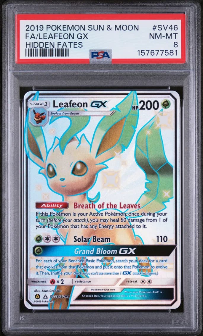 Leafeon GX, Sun & Moon Hidden Fates, PSA 8