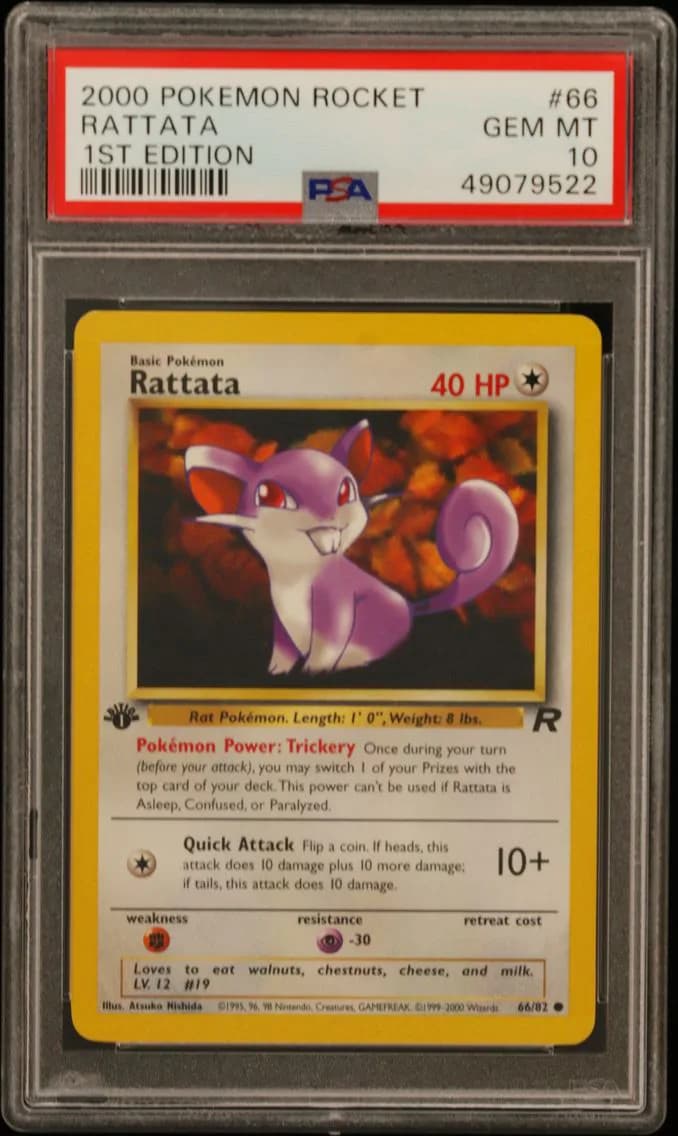 Rattata 1st Edition, Rocket, PSA 10