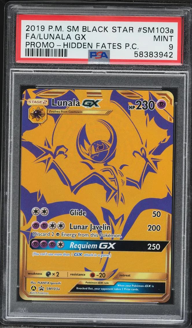 Lunala GX, SM Black Star Promo, PSA 9