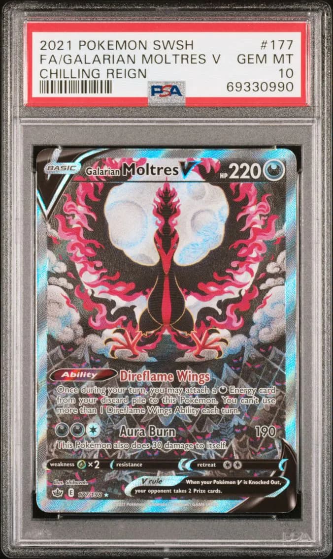 Galarian Moltres V, Sword & Shield Chilling Reign, PSA 10