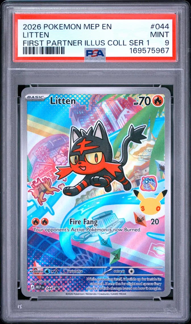 Litten, Me Black Star Promo, PSA 9